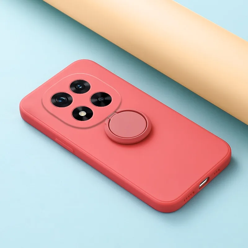 Silicone Square Soft Back Cover with 360° Finger Ring Phone Holder