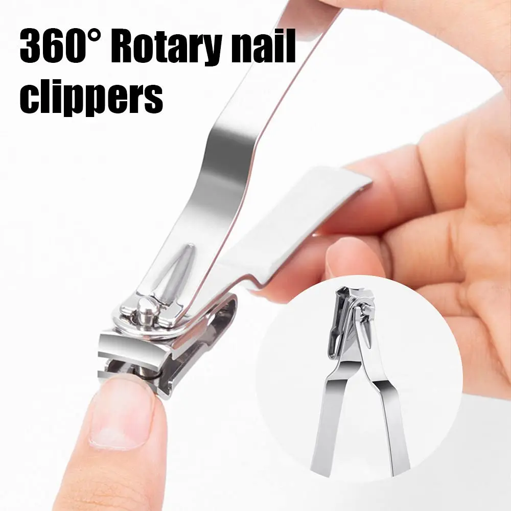 Sharp Nail Clippers 360 Degree Rotating Stainless Steel Effortless Fingernails Toenails Cutter for Home Portable