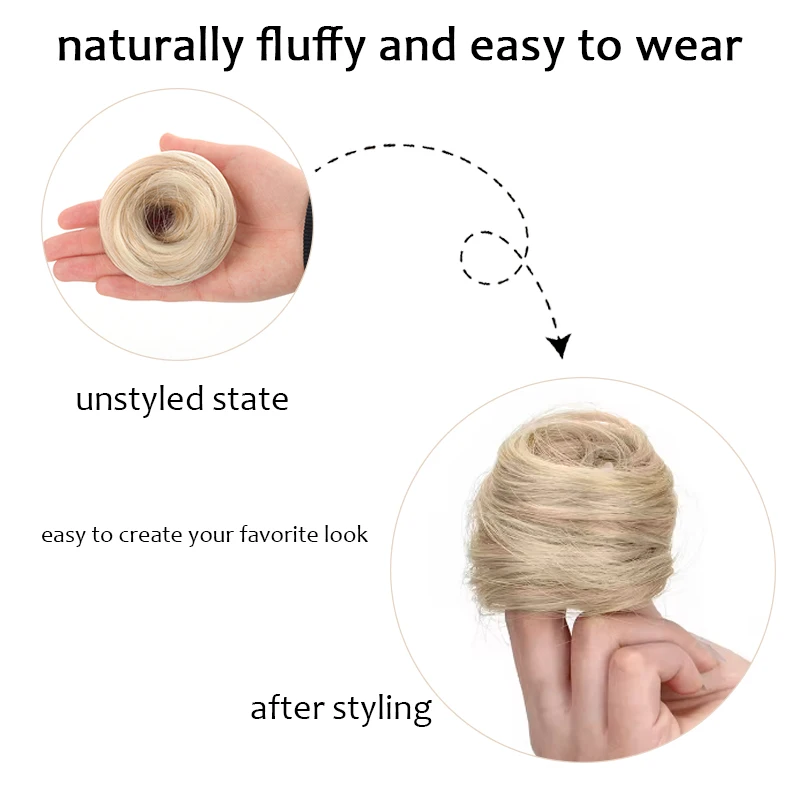 Synthetic Fluffy Hair Bun Hairpiece Straight Uodo Hair Tie Chignon Elastic Rubber Band Hair Extension for Women Hair Scrunchie
