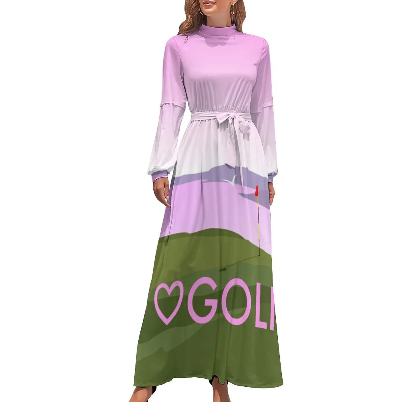 thumbnail image 1 of Me encanta el golf con corazones Vestido largo Ropa de playa Vestidos casuales, 1 of 5