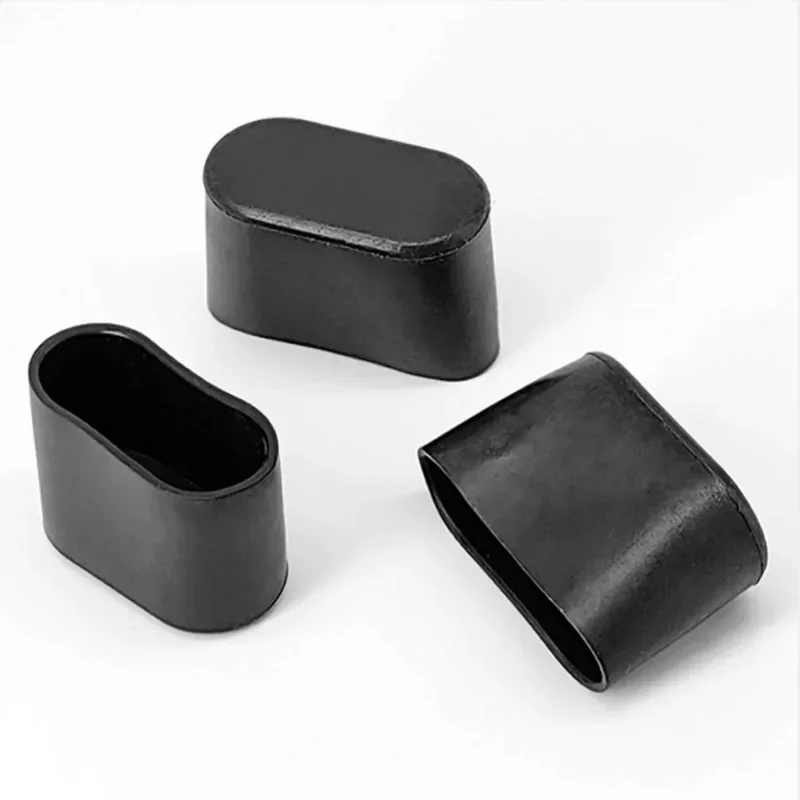 Black PVC Oval Table Chair Leg Tips Caps Furniture Foot Legs Cover Non-slip Floor Protector Pipe Covers 2/4/6/8/10 Pcs furniture leg pads chair leg caps chair leg protector furniture foot pads rubber furniture feet pads furniture leg caps furniture foot protector furniture gliders furniture foot mats furniture feet