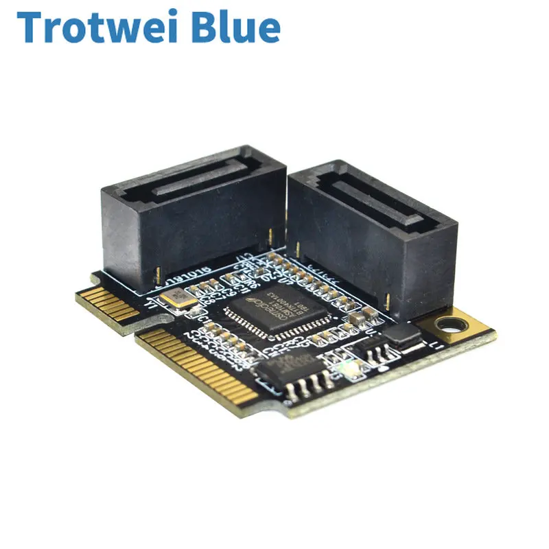 Pcie Expansion Card Add On Cards Mini PCI-E PCI Express to 2 Ports SATA 3.0 Converter SSD HDD SATA3 Controller Expansion Card SATA Multiplier