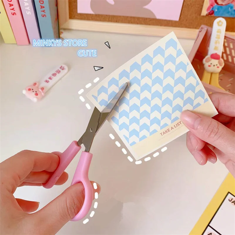 1 Piece Mini Cute Scissors Korean Fashion Creative Stationery Scissors  Small Kawaii Cartoon Bear Scrapbook Scissors Student