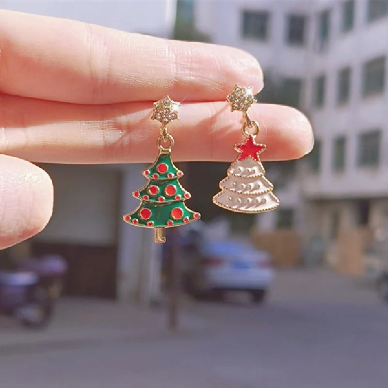 Weihnachtsbaum baumeln Zirkon Ohrringe Schneeflocke Ohrstecker für Frauen festliche Tropfen Ohrringe für Party und Festival Schmuck Geschenk