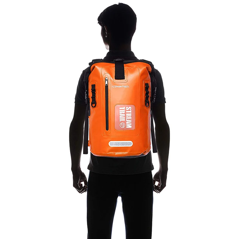 Stream Trail Waterproof Outdoor Drytank 25L D2 Backpack Dry Bag Water Resistant Daypack Heavy Duty Roll-Top Closure Padded Back