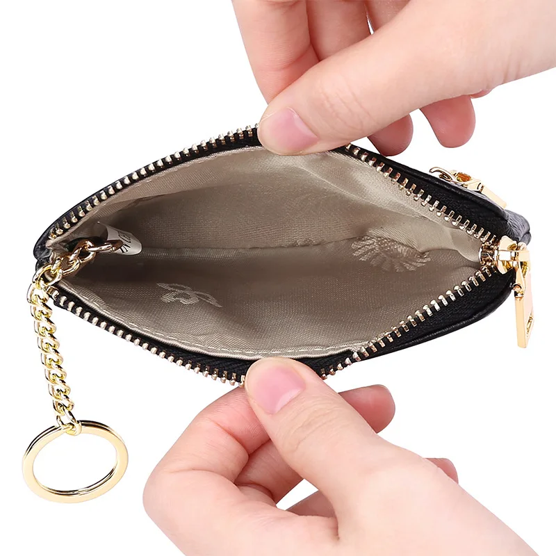 2023 Ladies Leather Small Wallets Money Bag Luxury Brand Simple Credit Card Holders Zipper Coin Purses With Key Ring For Women