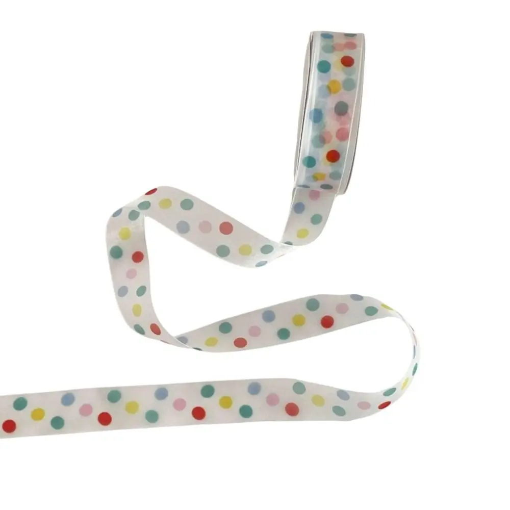 Buntes Geschenkpapierband mit Schleife, gepunktet, Geschenkbox, dekoratives Band, durchsichtige Polyester-Verpackungsbox, Band zum Valentinstag – Detail 4