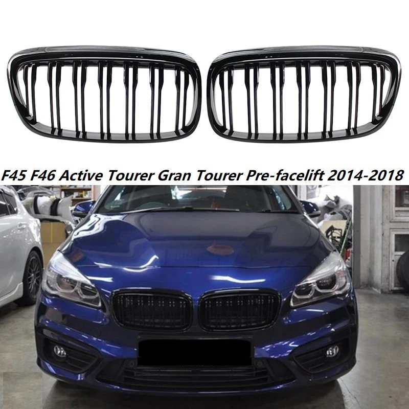 블랙 프론트 그릴 메쉬, BMW 2 시리즈 5 좌석 액티브 투어러 및 7 좌석 F46 그란 투어러 프론트 범퍼 그릴 2014-2018