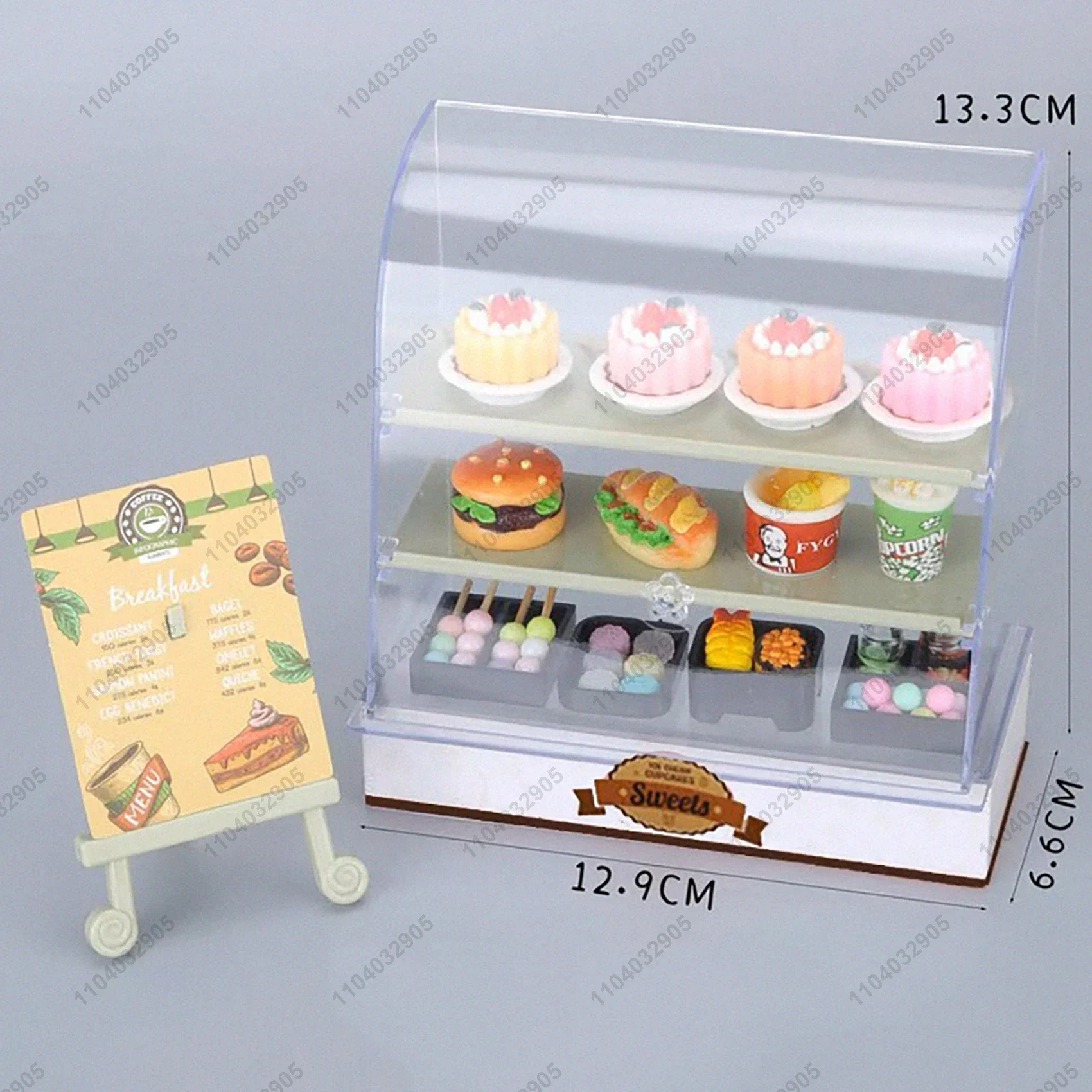 Miniature Shop Cake Bread Dessert Cabinet Bakery Store Room Display Handcraft Dollhouse Stand Food Items Scenario Display Show 3