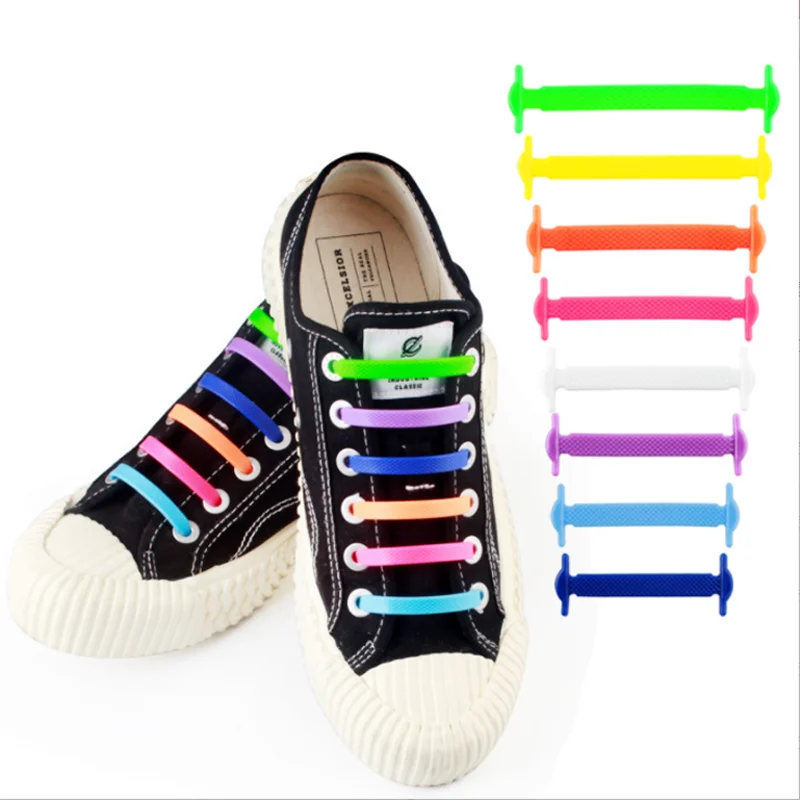 16pcs/Lot Shoes Accessories Elastic Silicone Shoelaces Elastic Shoelace