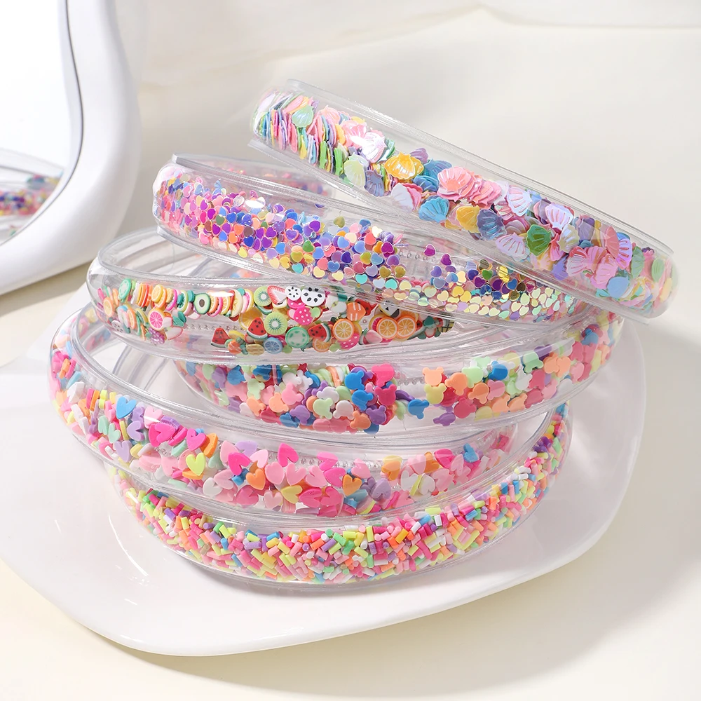 

Transparent Quicksand Headband Fashion Girl Children Kids Glitter Sequins Cute Headband Wrapped Hair Ties Hair Accessories Gift