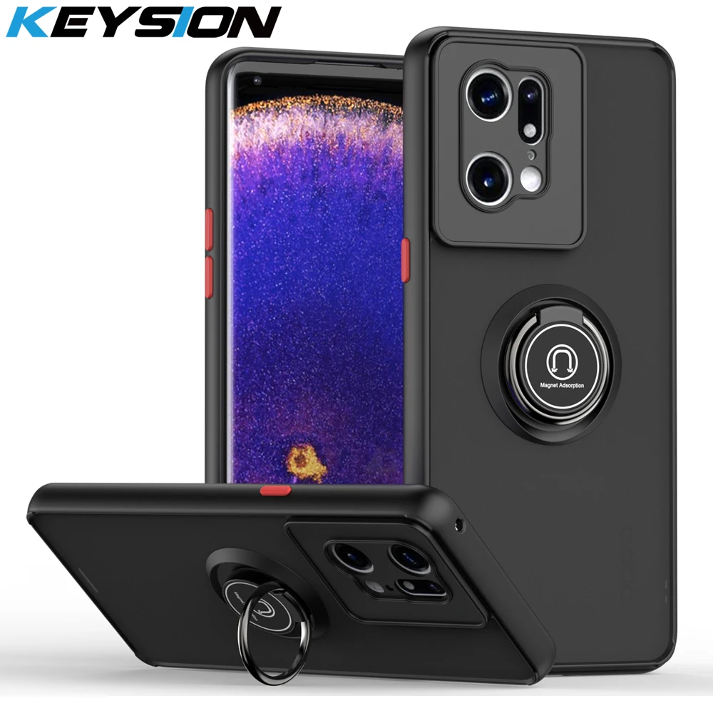 KEYSION Fashion Matte Case für OPPO Find X5 Pro Transparenter Ringständer Stoßfeste Telefonrückseite für OPPO Find X5 X3 L_voghion.com