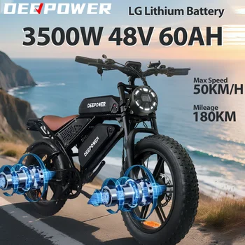 Deepower S8 Elektrofahrrad 2000 W + 1500 W Doppelmotor-Elektrofahrrad 48 V 60 Ah abnehmbarer Akku 20 Zoll Fat Tire E-Bike für Erwachsene 1