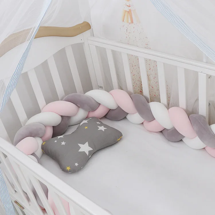 3M Baby Bed Bumper Tour De Lit Bébé Guess Vlecht Voor Een Baby Bed Nachtkastje Protector Knoop Vlecht Kussen cot Crib Bumper Room Decor