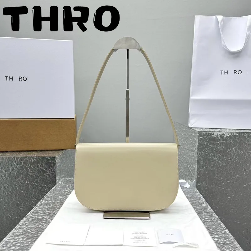 TH RO Women's White Genuine Leather Shoulder Bag Women's Minimalist Top Quality Crossbody Bag Handbag