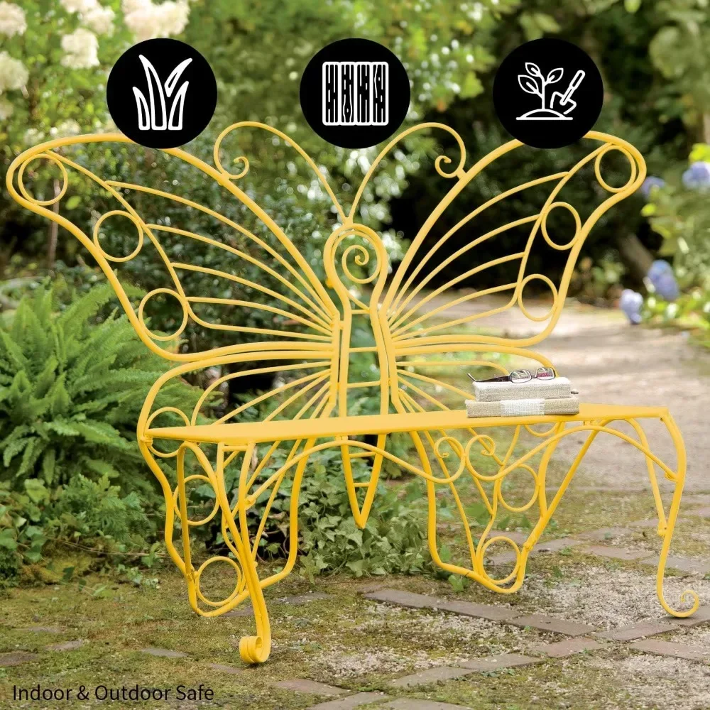 Yellow Metal Outdoor Bench – 300 lbs Capacity 3