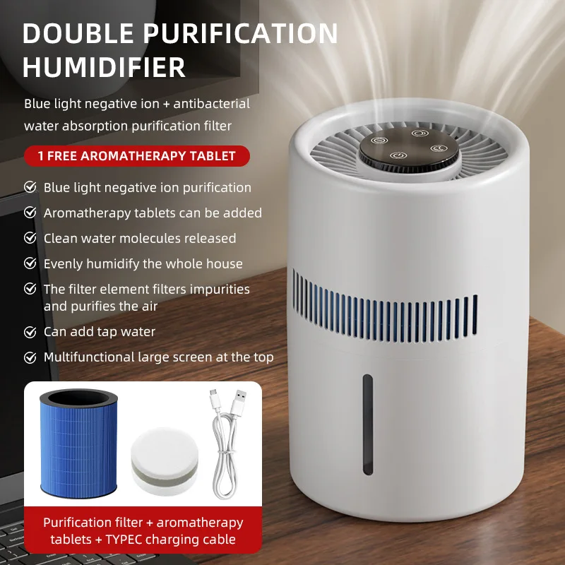 Mini Portable Desktop Humidifier - No Mist USB Powered, 12H Runtime, Perfect for Travel/Car/Dorm Low Neoise gift for new mom