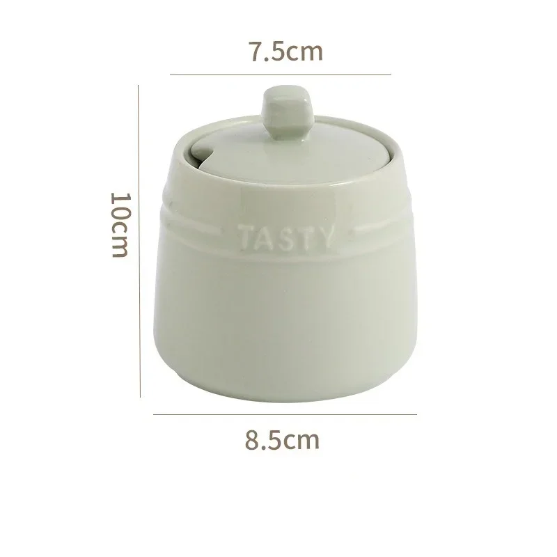 Gradient Ceramic Spice Jar Kitchen salt Seasoning Jar Pepper Seasoning Bottle Lid Spoon Kitchen Countertop Spice Sugar Jars