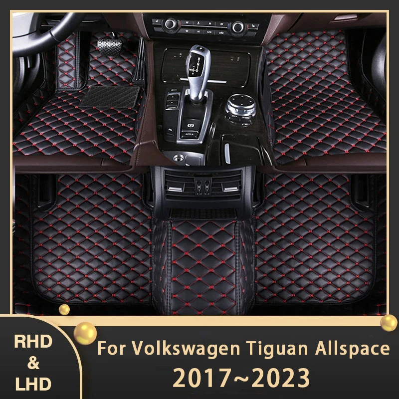 

Car Floor Mats For VW Volkswagen Tiguan Allspace Tiguan 2017~2023 7seat Custom Auto Foot Pads Leather Carpet Interior Accessorie