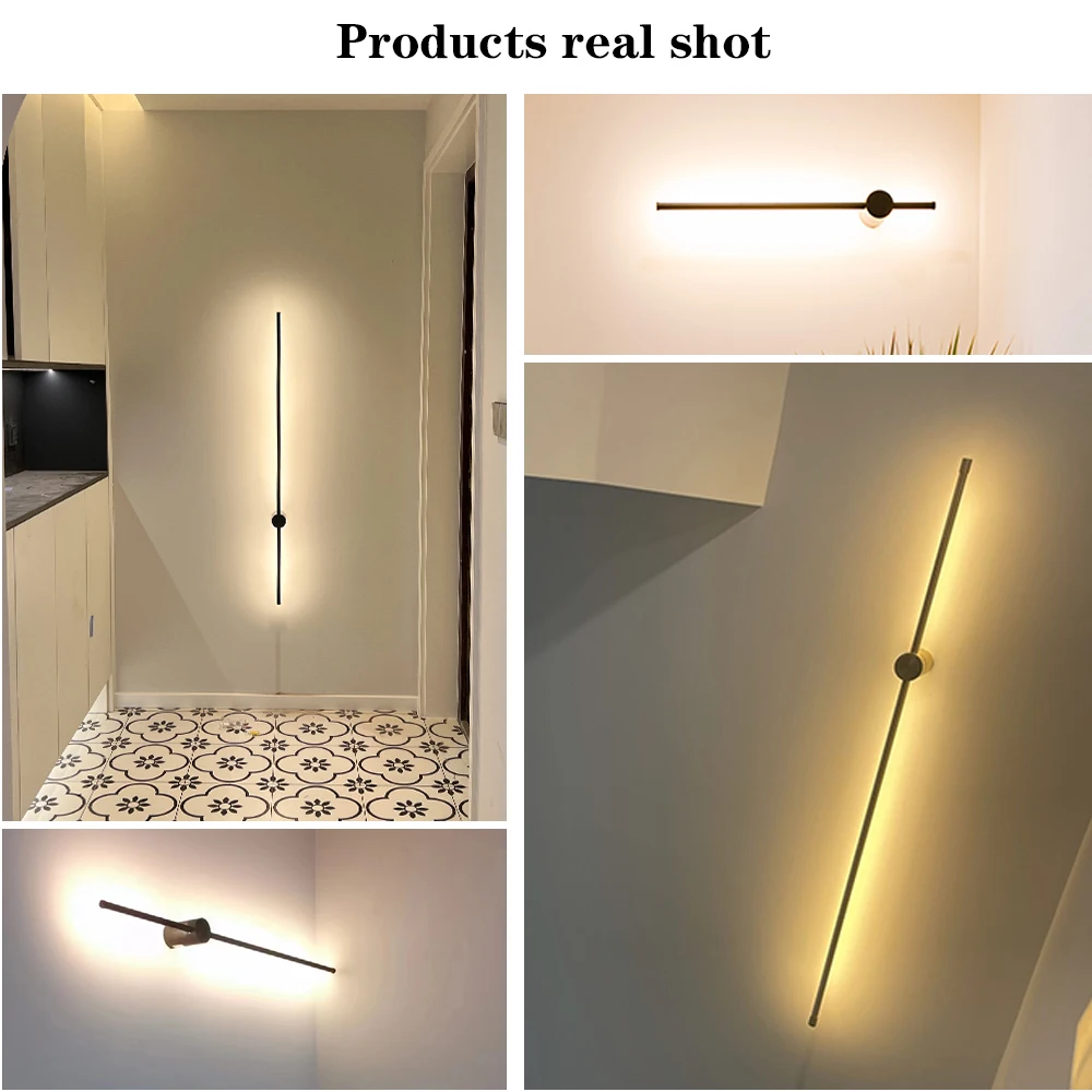 Modern Long LED Light Wall Lamp Smart Dimming Remote Contro 350°Rotation For Home Decoration Beside Wall Sconce Lighting Fixture images - 6