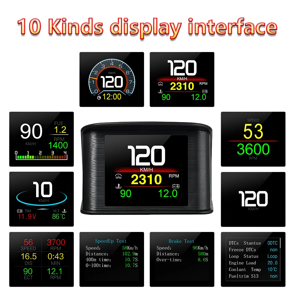 OBD HUD P10 Pro OBD2 Smart Digital Meter Head Up Display Digital Speedometer On
