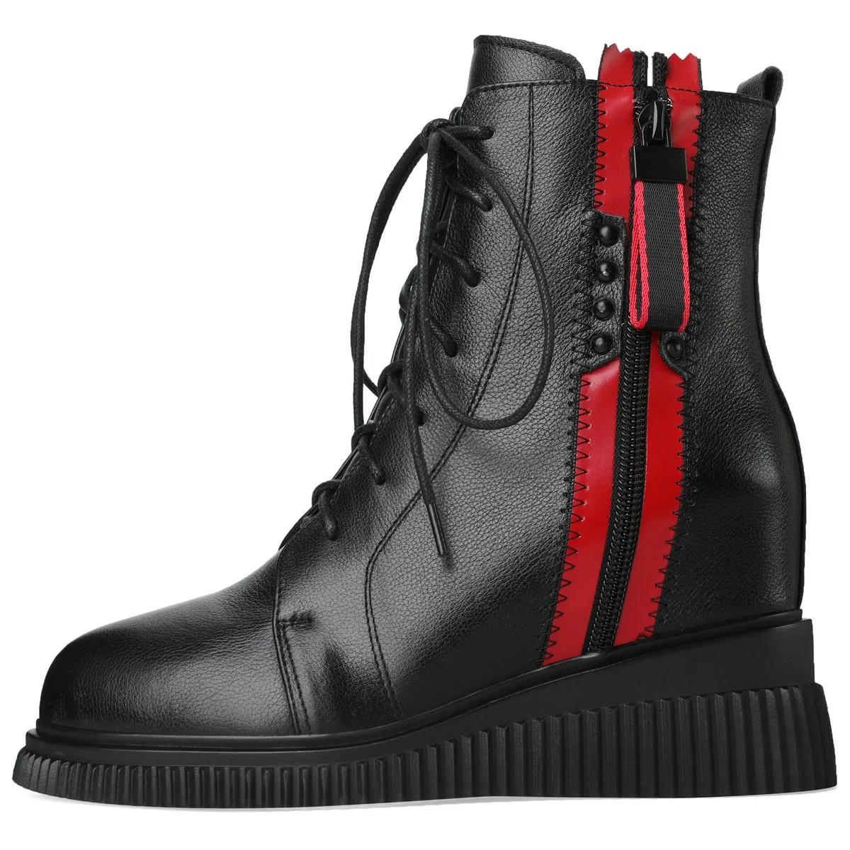 High Top Chunky Sneakers Frauen Echtes Leder Keile High Heel Schnee Stiefel Winter Warme Runde Kappe Plattform Pumpen Casual Schuhe – Detail 6