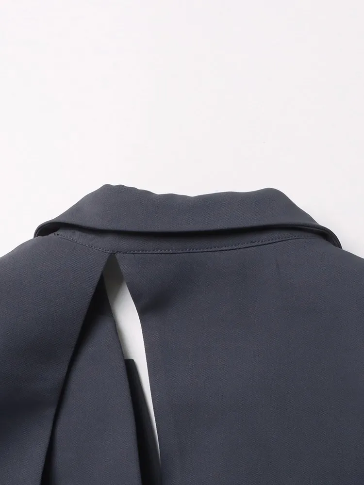 BPN Sexy Hollow Out Blazer For Women Notched Collar Long Sleeve Spliced Single Button Slimming Solid Blazer Female Fashion Style