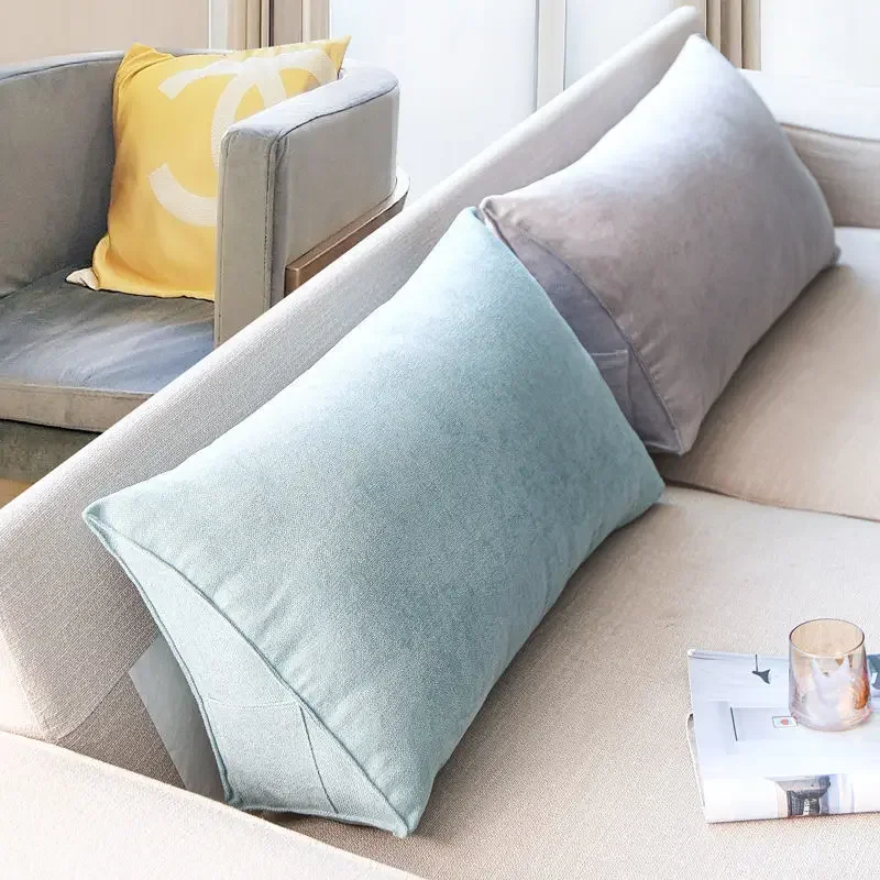 

Soft Sofa Triangle Back Cushion Living Room Rectangular Back Pillow Bed Headboard Backrest Support with Pockets