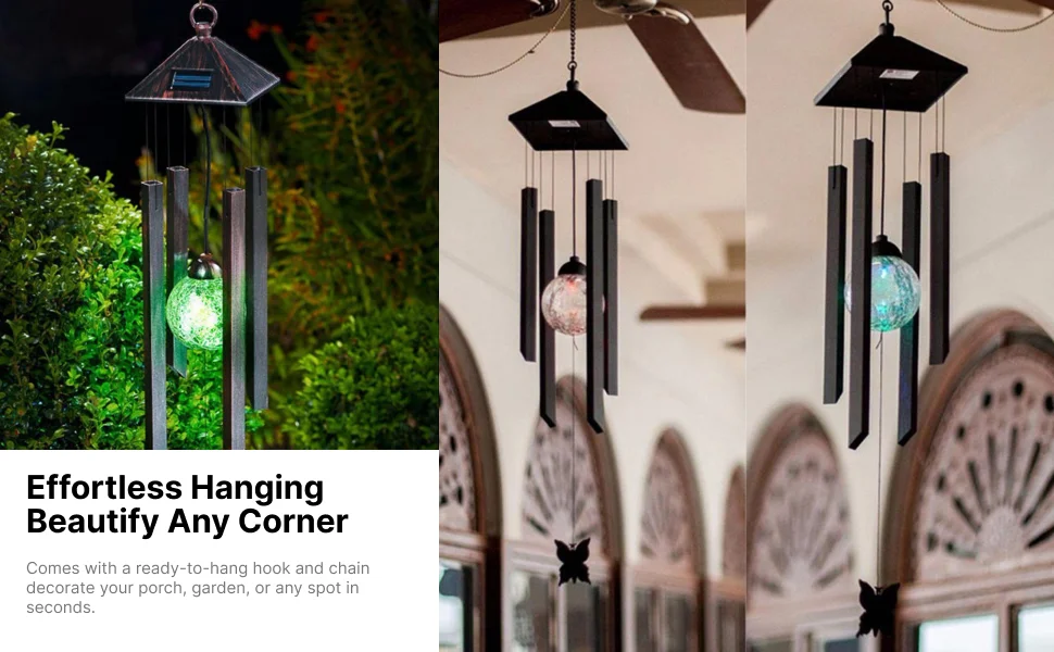 Solar Glass Ball Wind Chime 1