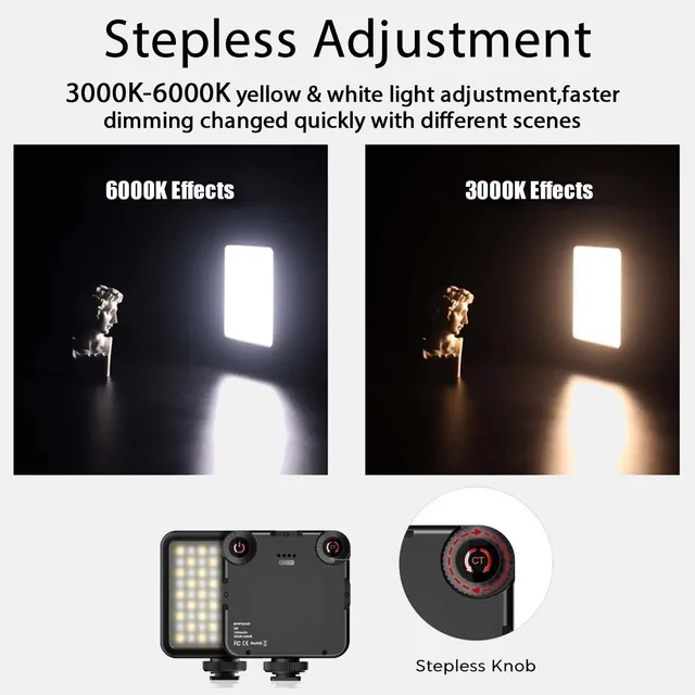 LED Clip Video Light Portable Photography On-Camera 3000K-6000K Bi-Color Lighting Cold Shoe For DSLR Camera Camcorder Gopro Vlog 4