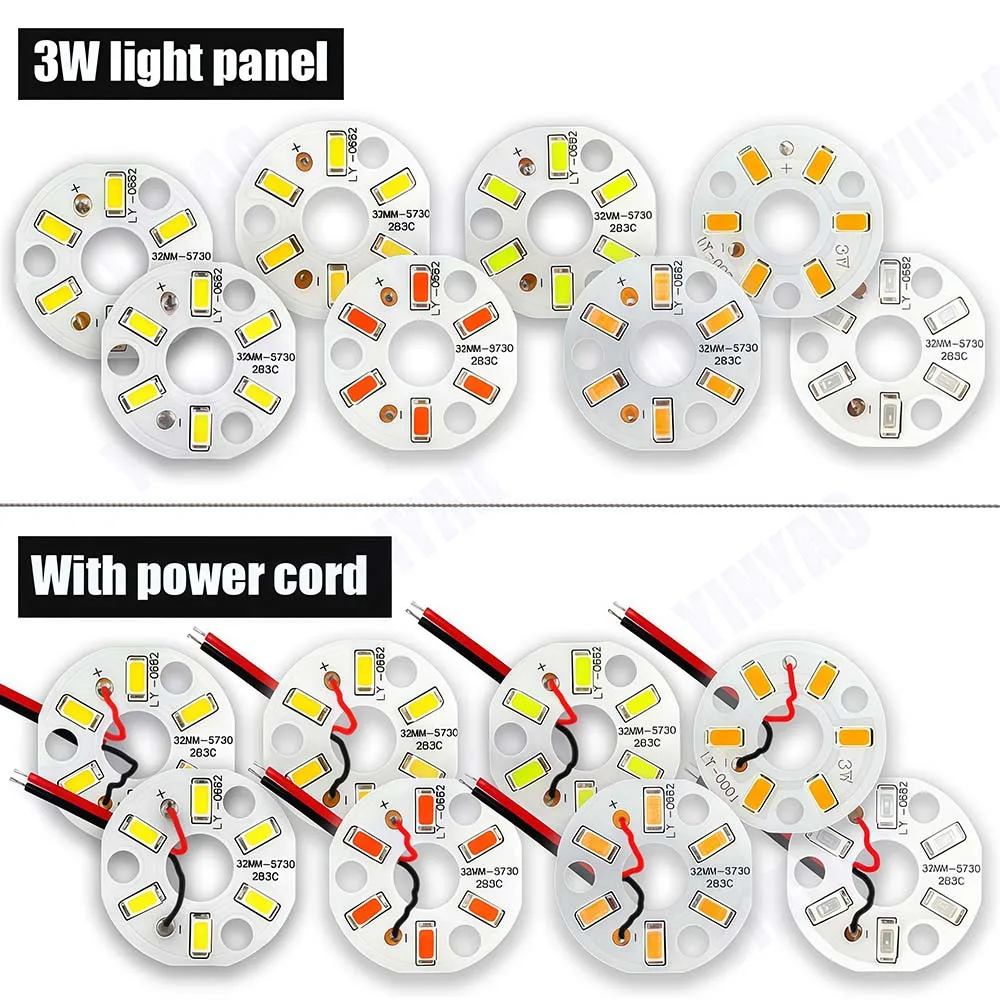 저렴한 10개 LED 라이트 보드 3W SMD5730 원형 전구 램프 소스 직경 32mm/40mm 빨간색/녹색/파란색/노란색/따뜻한/흰색/중립 조명