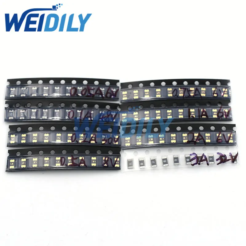 Resettable Fuse Restore Fuse 80PCS Resettable Fuses Kit 8valuesX10pcs 1206 SMD Self-recovery 0.05A-3A 50ma-3000ma