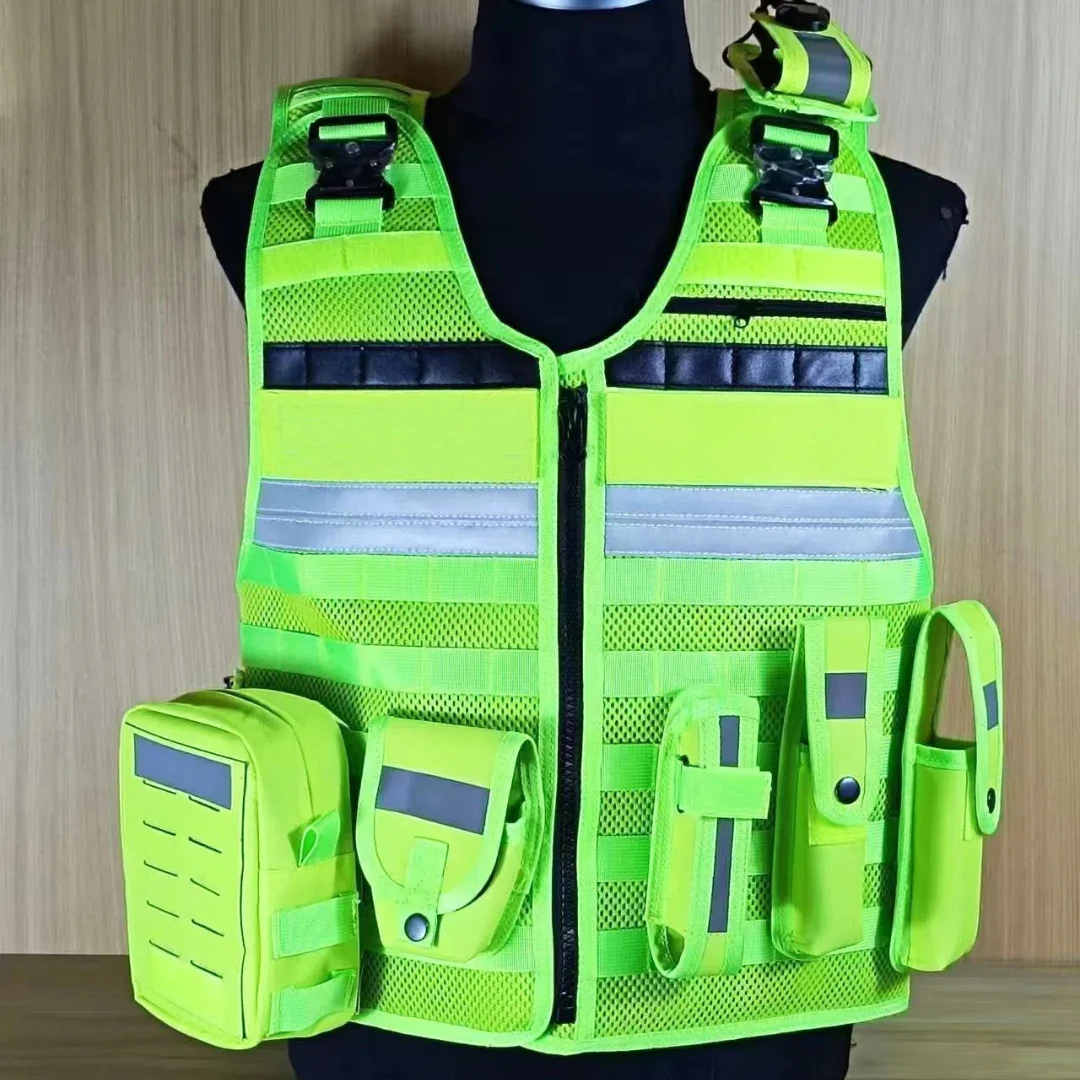 Veste tactique noire multifonction protection extérieure dégainage rapide jaune respirante réfléchissante démontage rapide