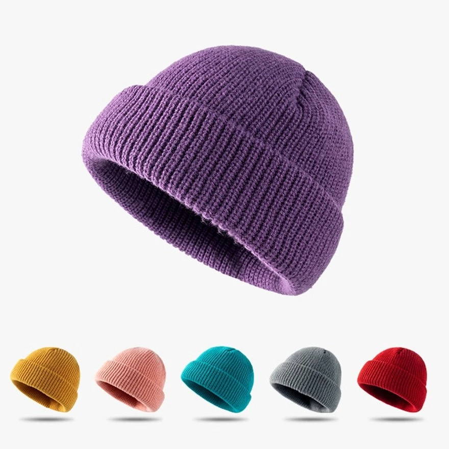 mens skully beanie Unisex Beanie - Men Winter Hat - Women's Hat Fall - Four Seasons Knitted Cap - Pure Color - Yuppie Skullies -Thick Double Layers skully with the brim