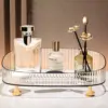Bathroom Vanity Tray Large Capacity Perfume Organizer for Dresser Clear Desktop Storage Box for Lotion Bottle Cosmetics Skincare 1