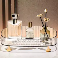 Bathroom Vanity Tray Large Capacity Perfume Organizer for Dresser Clear Desktop Storage Box for Lotion Bottle Cosmetics Skincare 1