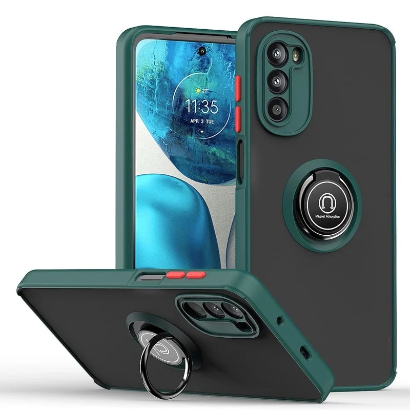 Versatile Silicone Ring Holder Phone Case - Durable Hard PC Cover with Built-In Stand