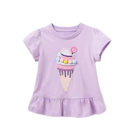 Jumping Meters New Arrival Ice Cream Embroidery Hot Selling Cotton Summer Girls Tshirts Baby Clothes Children's Tees Tops 1