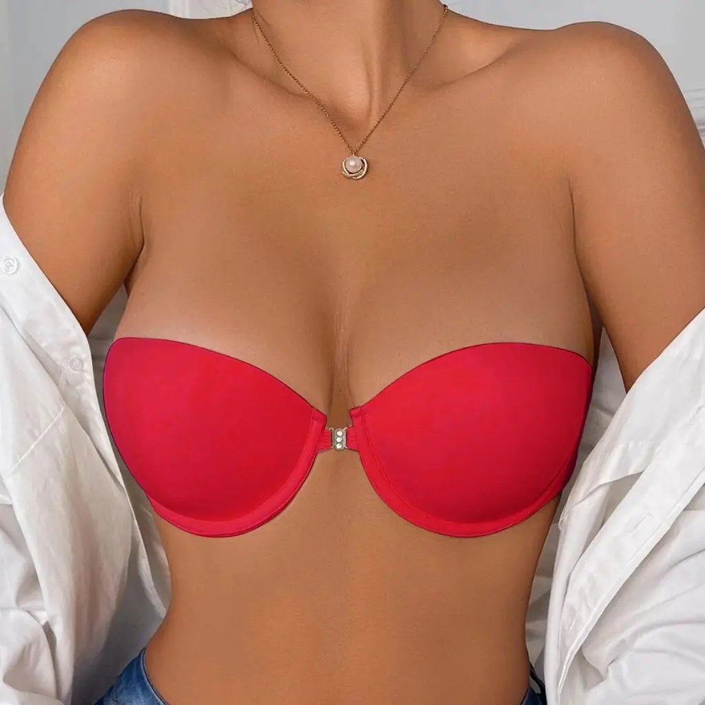 BEAUWEAR Front Closure Demi Bra for Woman Plain Invisible T-shirt Bra Strapless Bras Beauty Back Lingerie B C Cup