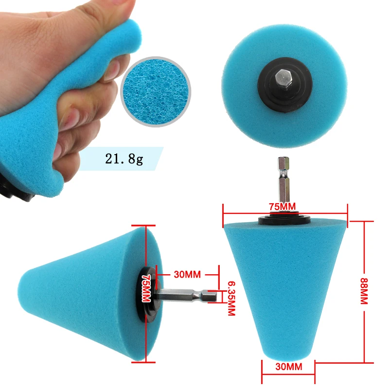 1-3 Stück Konische Schwamm-Polierkegel für Autoreifen, Felgenpflege, Metallpolitur, Reinigungsschaum-Pad, Radwerkzeug – Detail 21