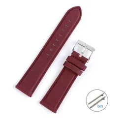 Universal Nylon & Leather Strap Quick Release Waterproof Sport Wristband - Rose gold buckle (Red)