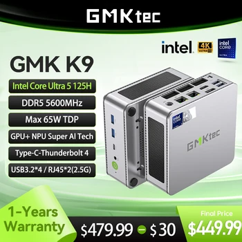 GMKtec Mini PC GMK K9 Intel Core Ultra 5 125H NUCBOX System Window 11Pro PCle GEN4.0*4 DDR5 5600MHz 1