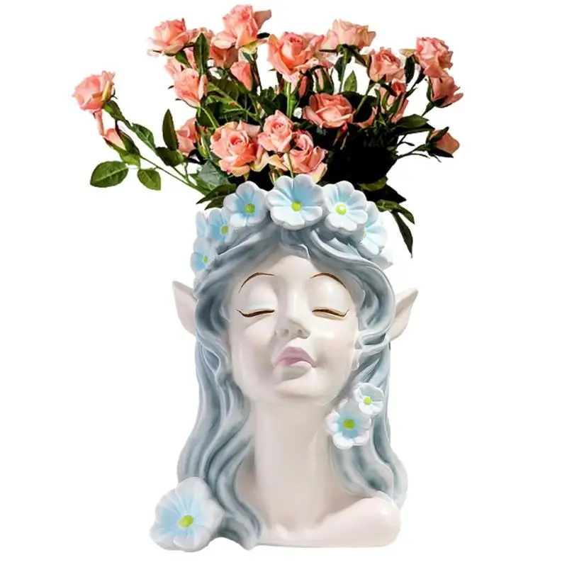 

Girls Face Head Succulent Plant Flower Pot Desktop Simple Character Statue Face Pots Flower Head Planter Pots For Indoor Plants