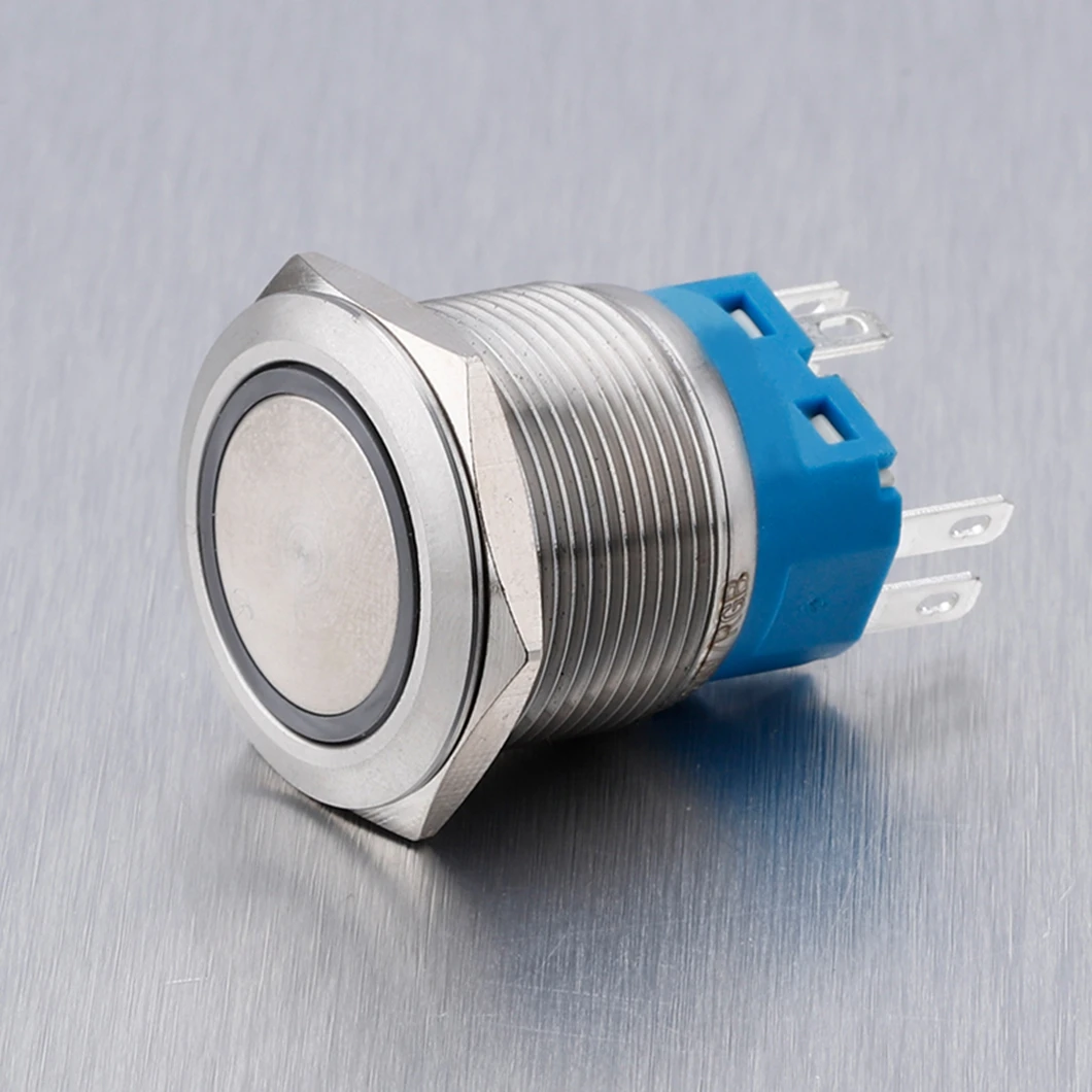 ABILKEEN 금속 방수 쉘 1NO1NC 플랫 헤드 푸시 단추 스위치, 다채로운 LED 링, 순간 및 셀프 래칭, 22mm, 핫 세일
