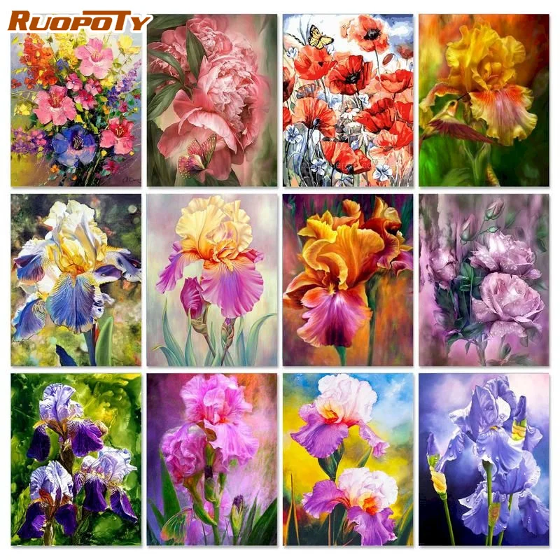 Ruopoty Diy Painting By Numbers Kits Flower On Canvas Zero Basis