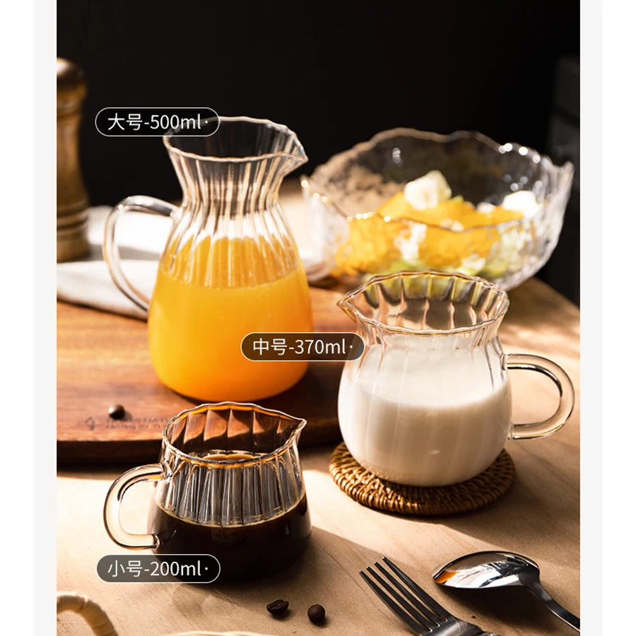 Description Picture 4 of itemYWDL Nordic Transparent Glass Coffee Milk Jug Set With Handle Espresso Coffee Frothing Cup Tea Pitcher Separator Cafe Drinkware