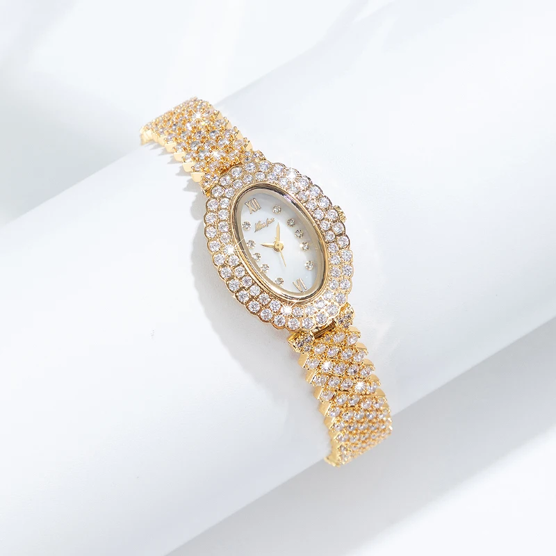 Luxury Iced Watches Womens Brand MISSFOX Fashion Full Diamond Gold WristWatch Bling Jewelry Quartz Watch For Ladies Dropshipping