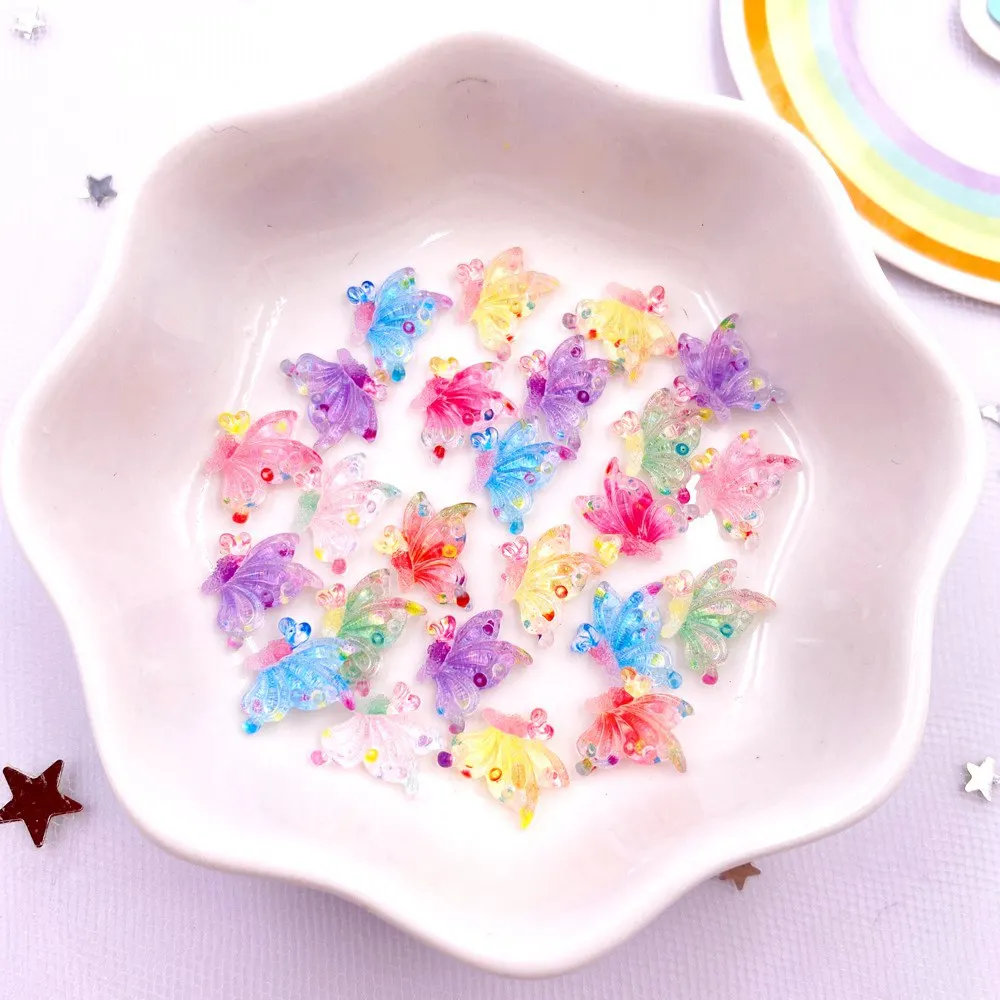 

Полимерные красочные мини-кристаллы в форме бабочки для ногтевого дизайна с плоским задником, искусственные фигурки, Аппликации, 50 шт., сделай сам, украшения для свадьбы, скрапбукинга