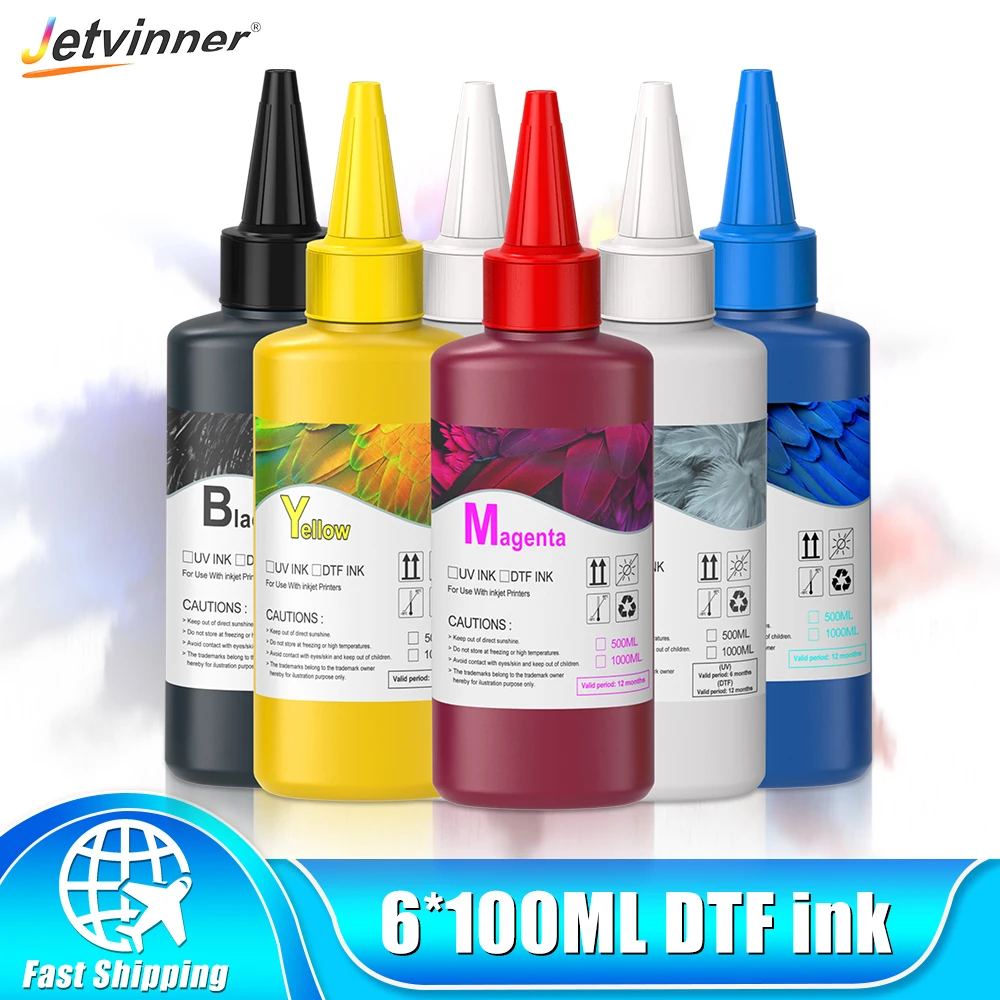 6*100ML DTF Ink Direct Transfer Film Heat Transfer For Epson Print head i3200 XP600 TX800 L1800 1390 L805 DTF Printer For tshirt