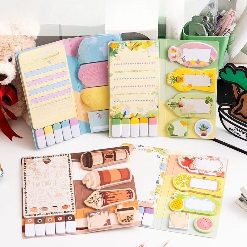 Sticky Notes Set Cute Cartoon Multi-functional Tabs Strong Adhesive ...